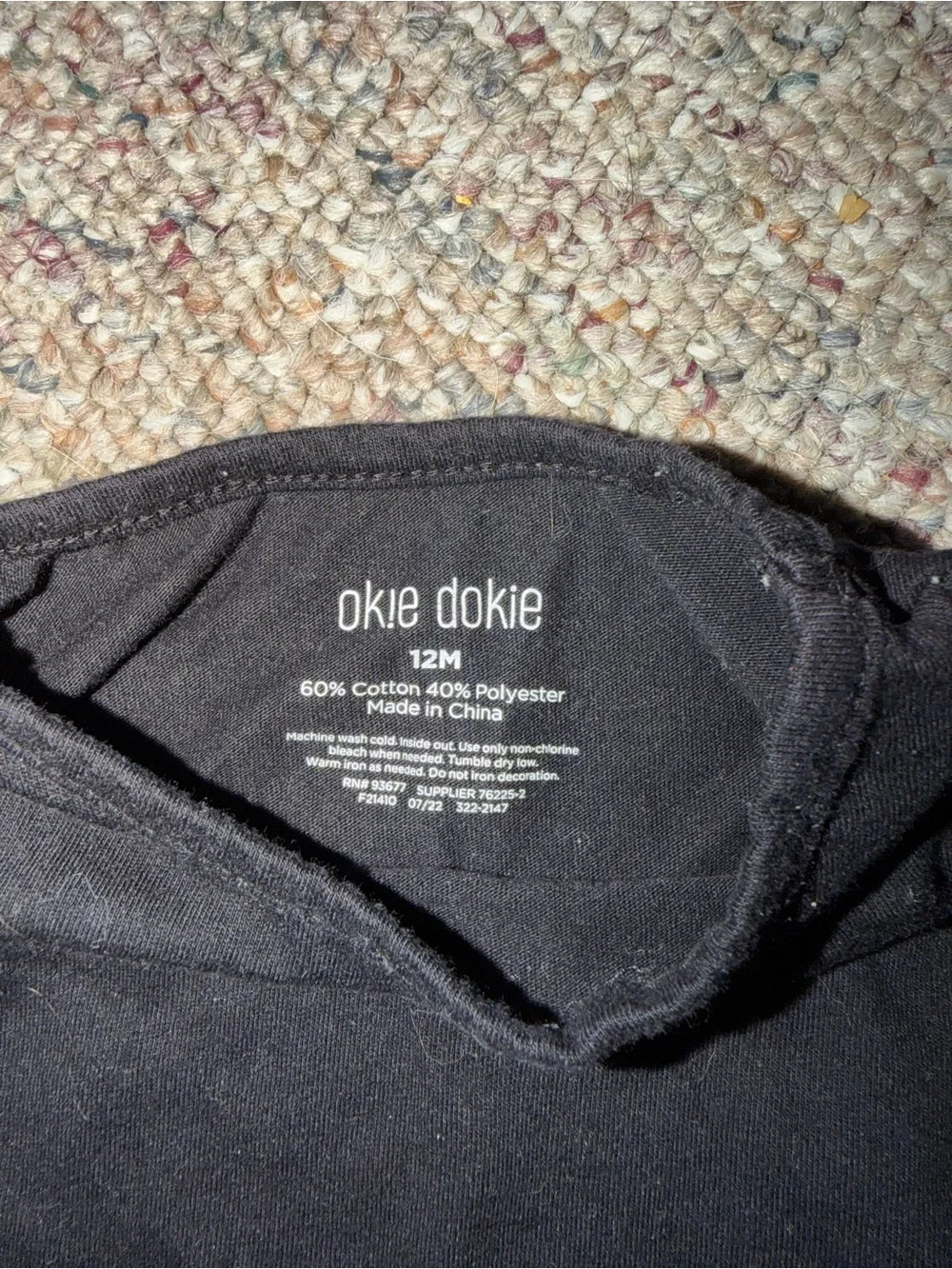 Okie Dokie Black Longsleeve Onesie
